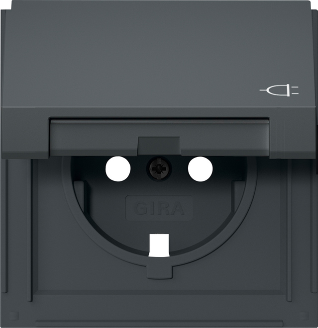 1St. Gira 492267 Abdeckung für SCHUKO-Steckdose 16A 250V mit Klappdeckel TX_44, Anthrazit