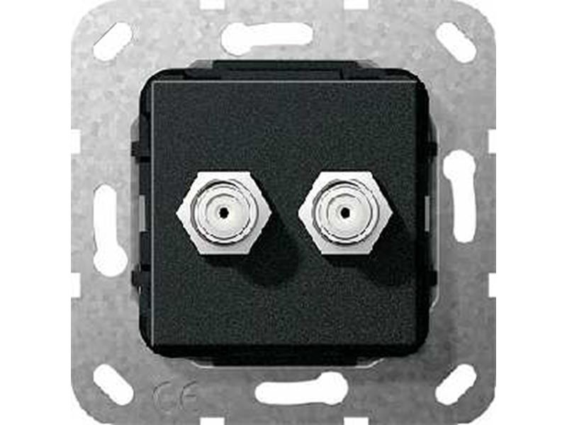 1St. Gira 565110 SAT-F-Buchse 2fach Kpl. Einsatz Schwarz m