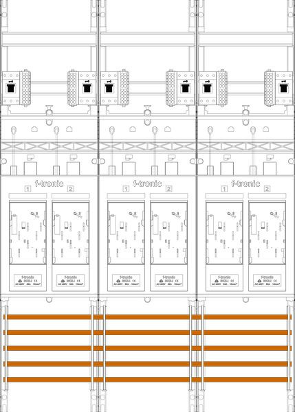 1St. F-Tronic E316DS-HSS Zählerfeld E316DS-HSS,H=1050mm, 3-feldrig, 6-eHZ mit DS, 6 HSS 7141272