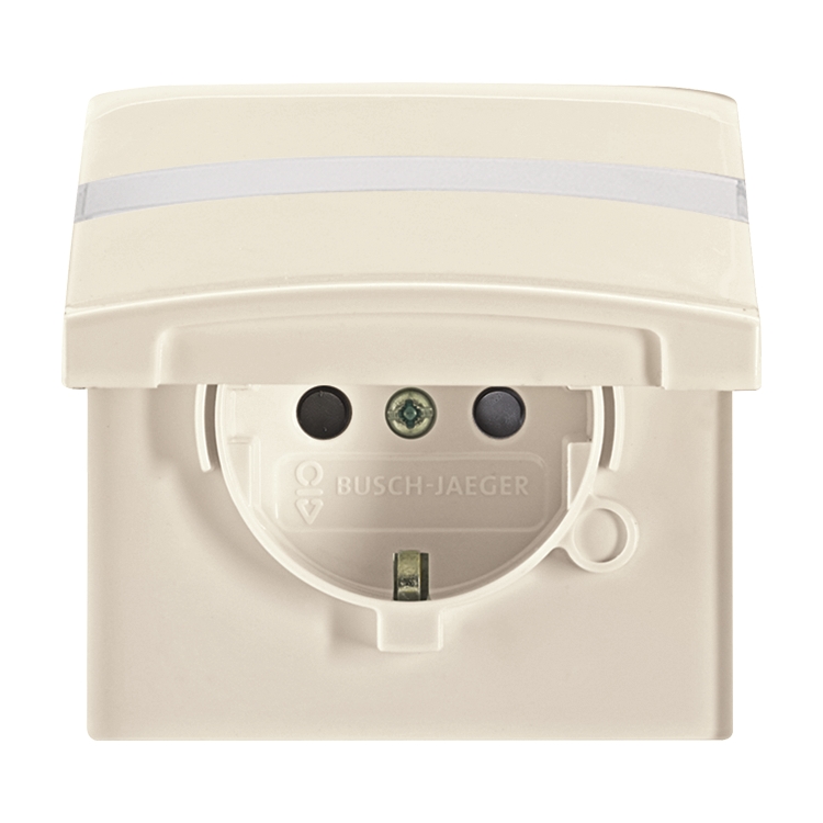 1St. Busch-Jaeger 20 EUGKBN-32-101 Steckdosen-Einsatz, mit Klappdeckel und Beschriftungsfeld Allwetter 44 (IP 44) cremew