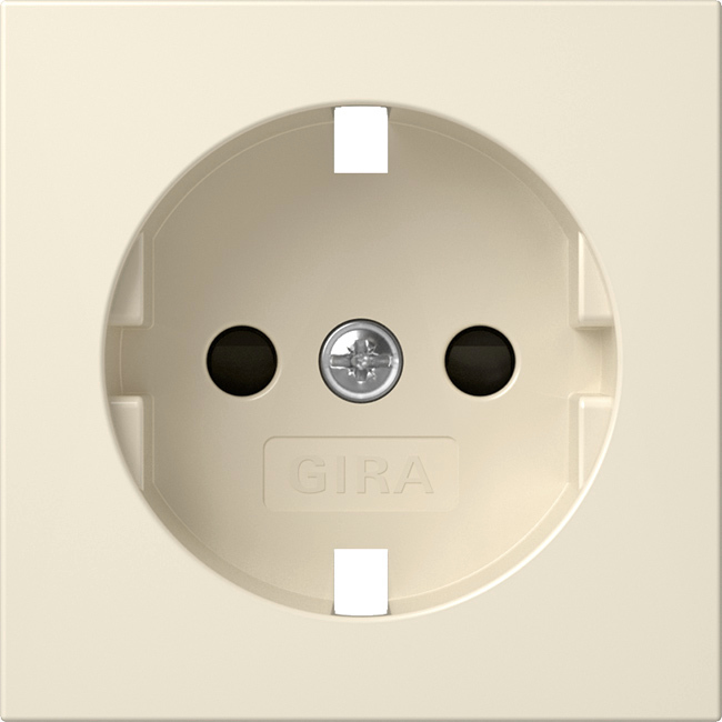 1St. Gira 492101 Abdeckung für SCHUKO-Steckdose 16A 250V mit Shutter, Cremeweiß glänzend