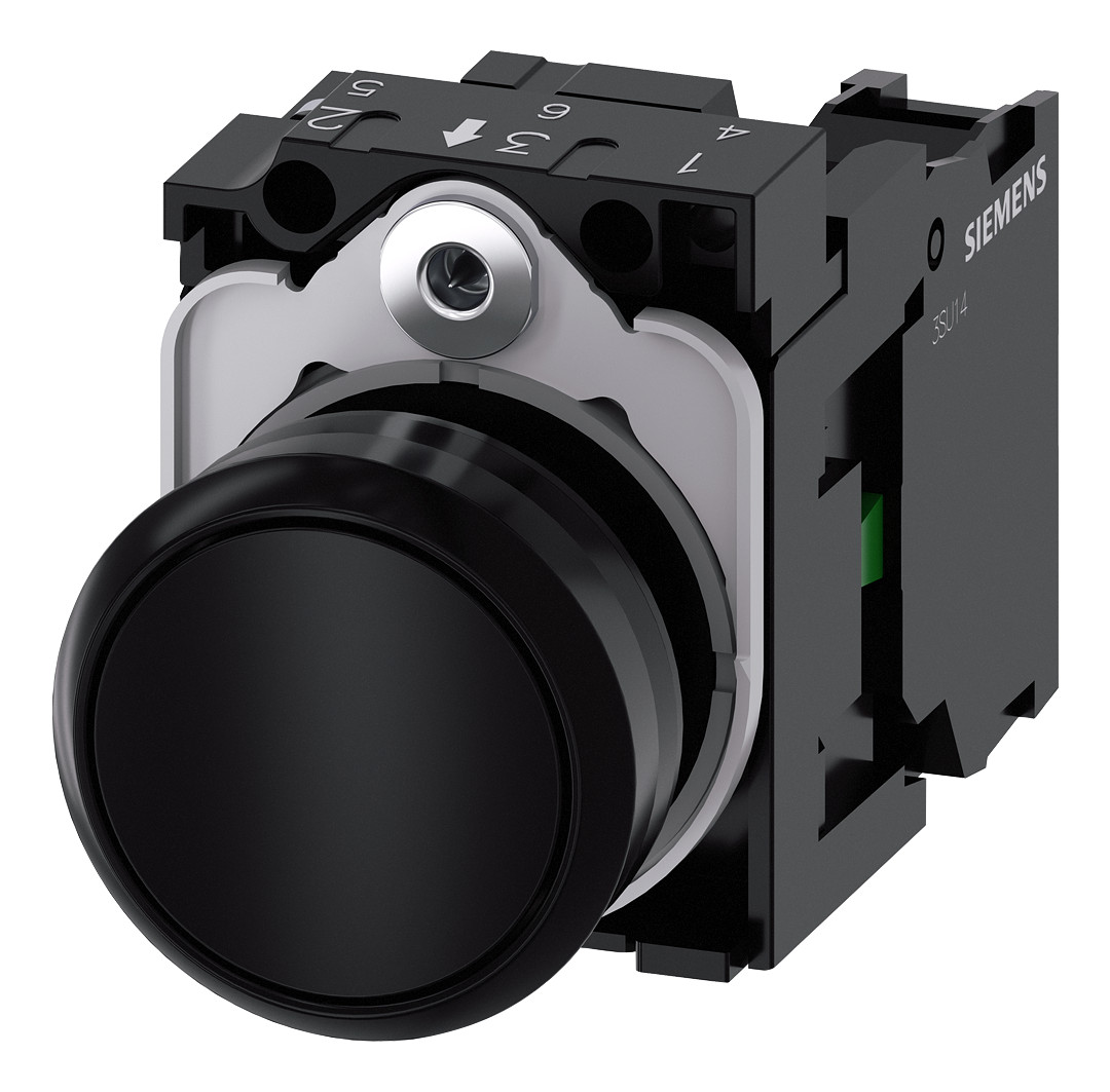 1St. Siemens 3SU1100-0AB10-1BA0 Drucktaster, 22mm, rund, Kunststoff, sch 1St. Siemens 3SU1100-0AB10-1BA0 Drucktaster, 22mm, rund, Kunststoff, sch