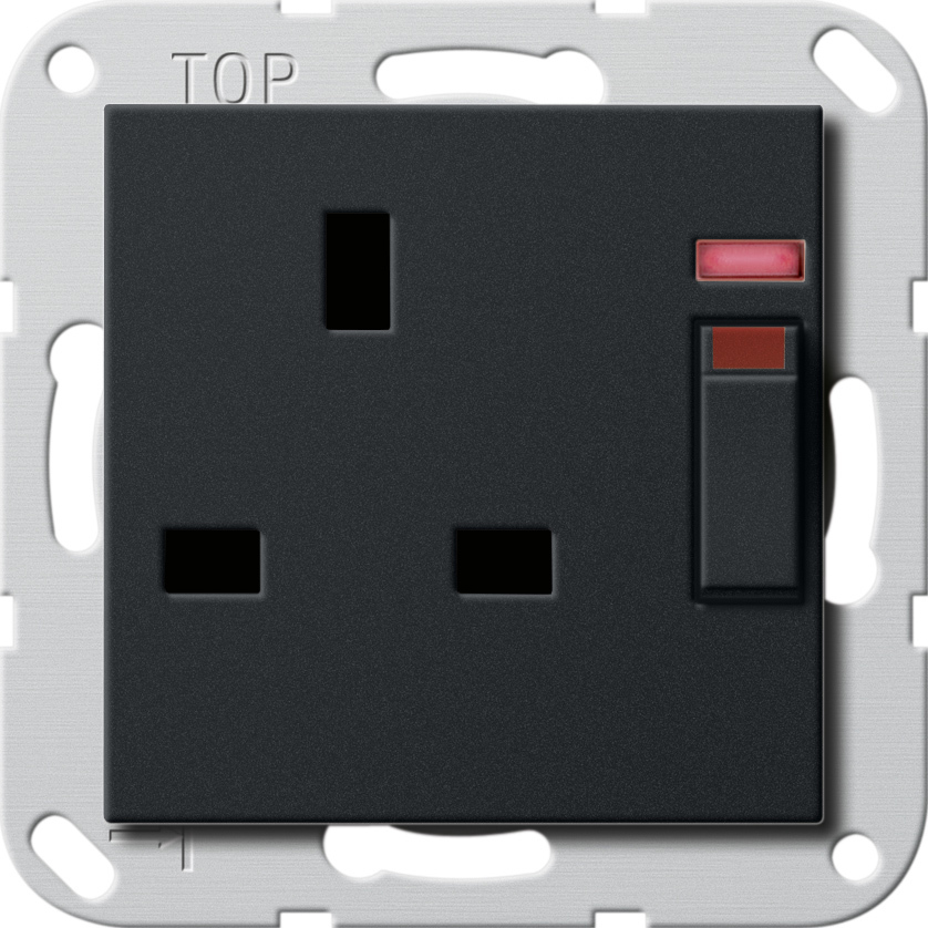 1St. Gira 2780005 Steckd. BS 13 A gesch. Kontroll + SH System 55 Schwarz m