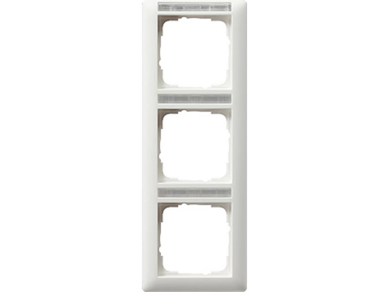 1St. Gira 110327 Abdeckrahmen 3fach senkr. mit Beschriftungsfeld Standard 55 Reinweiß matt