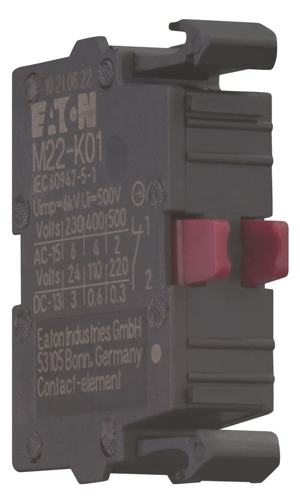 1St. Eaton M22-K01D Kontaktelement 1Ö 262165 Spätöffner Frontbef. Schraub. 262165