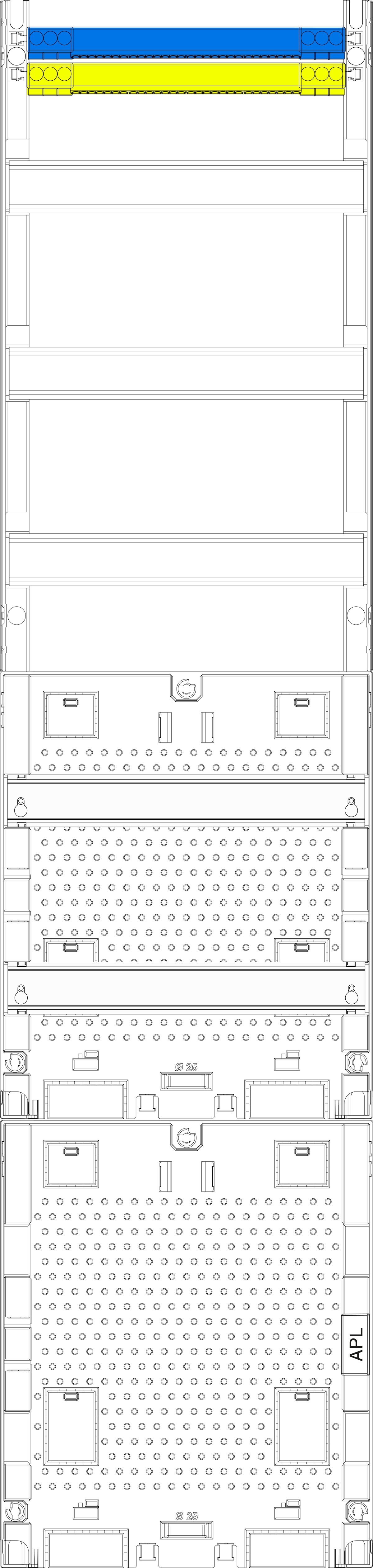 1St. F-Tronic V17APZRFZ2 Verteilerfeld V17APZRFZ2, 1-feldrig, H=1050mm, 3-reihig, APZ-Platz inkl. APL-Set, zRfZ2 7141635