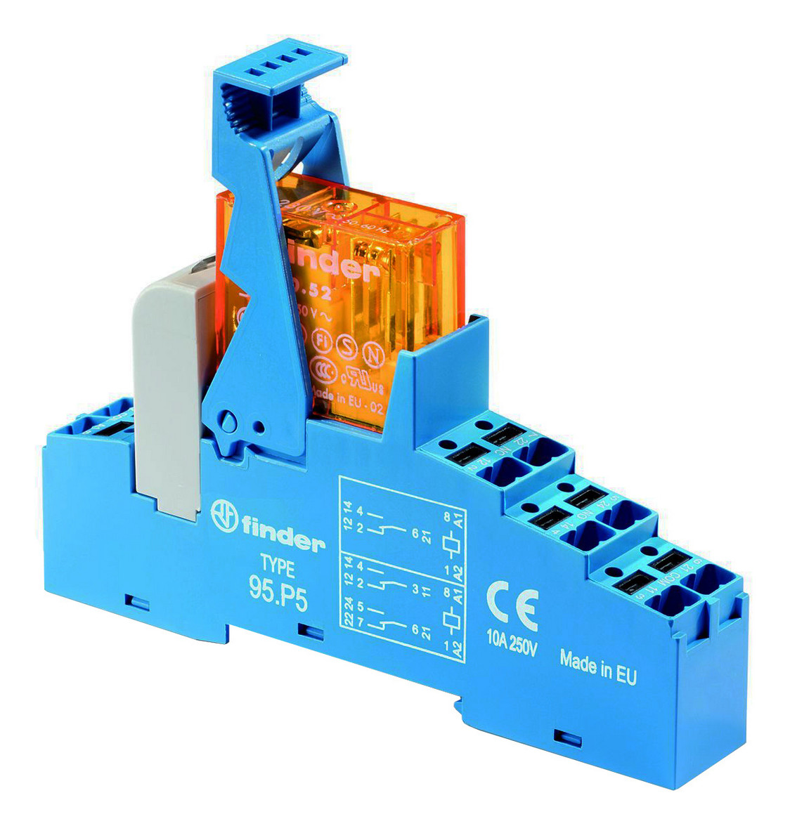 1St. Finder 48P582300060 Koppelrelais mit Push-In-Klemmen, 2 Wechsler 8 A, Spule 230 V AC 48.P5.8.230.0060