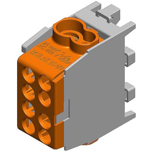 1St. HLAK 25-1/2 M2 Braun minimodulare Hauptleitungs-Abzweigklemme HLAK 25-1/2 M2 Braun
