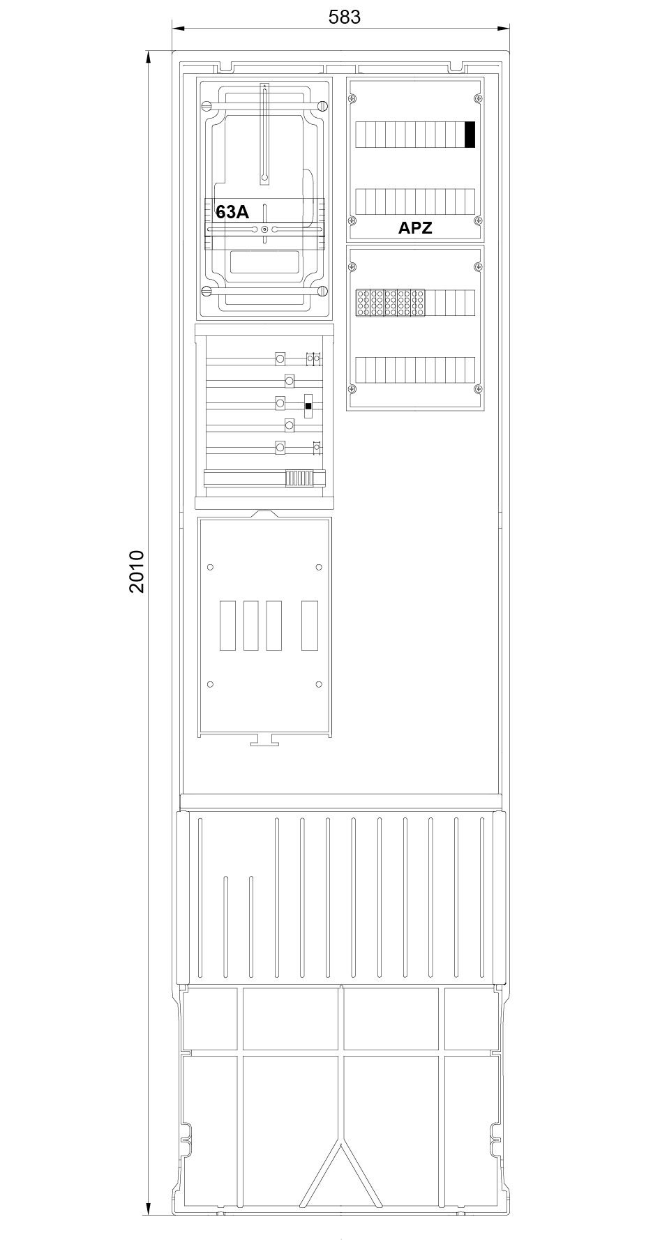 1St. F-Tronic ZSA202-2-ZK-APZ-TSG Zähleranschlusssäule 2-feldrig, H=2010mm, 3.HZ, Haube mit Tür, ZSA202-2-ZK-APZ-TSG-HAK-HT 7160158