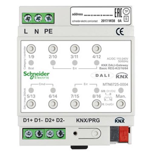 1St. Schneider Electric MTN6725-0004 KNX DALI-Gateway Basic REG-K/2/16/64 2Kanal 1St. Schneider Electric MTN6725-0004 KNX DALI-Gateway Basic REG-K/2/16/64 2Kanal
