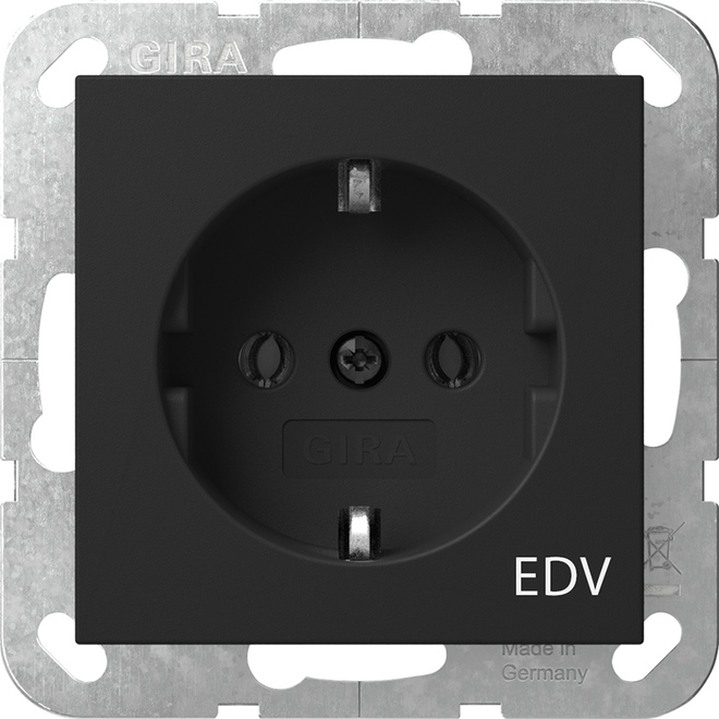 1St. Gira 4458005 SCHUKO-Steckdose 16A 250V mit Aufdruck EDV, Schwarz matt