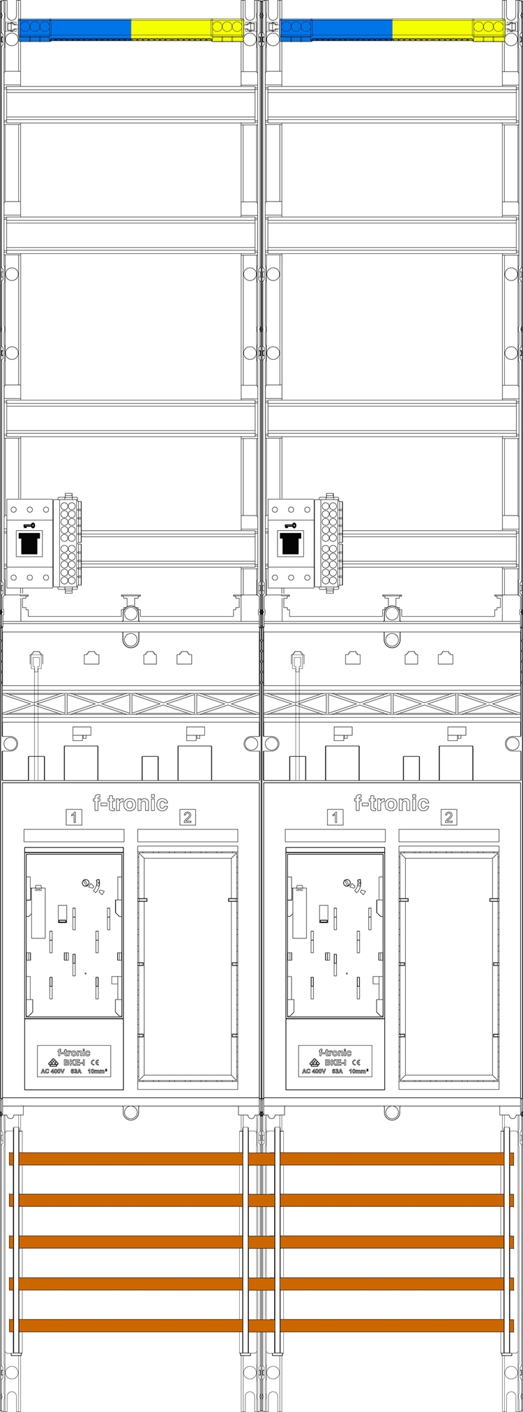 1St. F-Tronic ER29DS-HSS Zählerfeld ER29DS-HSS,H=1350mm, 2-feldrig, 2-eHZ mit DS, 2 HSS, 2 Res. 7143252