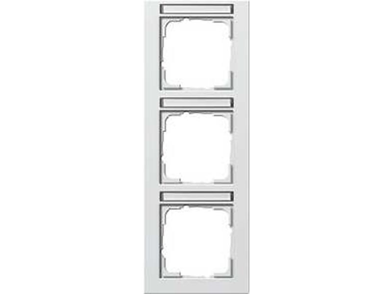 1St. Gira 110322 Abdeckrahmen 3fach senkr. mit Beschriftungsfeld E2 Reinweiß matt