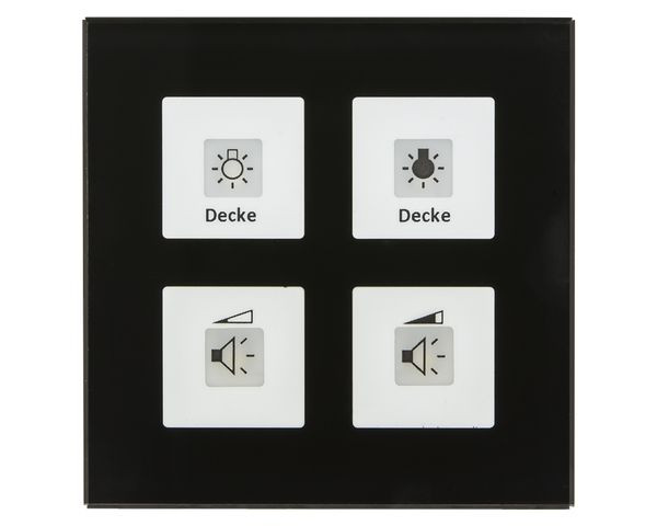 1St. MDT Funk Glastaster 4-fach RF-GTT4S.01 KNX RF+ mit Aktor LED schwarz