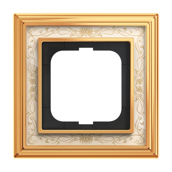 1St. Busch-Jaeger 1721-836 1-fach Rahmen Busch-dynasty Messing poliert Dekor elfenbeinweiß