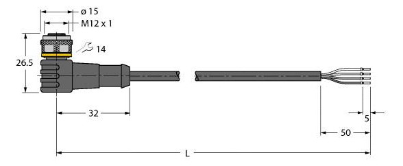 1St. Turck 6625516 Aktuator- und Sensorleitung / PUR, Anschlussleitung WKC4.4T-5/TXL