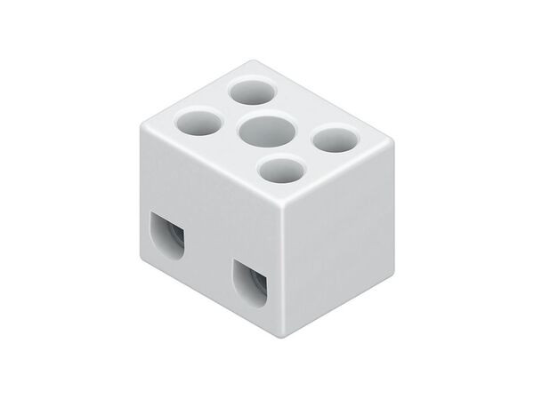 1St. Kleinhuis 4011126003154 Anschlussklemme, Klemmbereich 0,75-2,5 mm², 2 polig, Porzellan, Farbe weiß, mit Befestigung