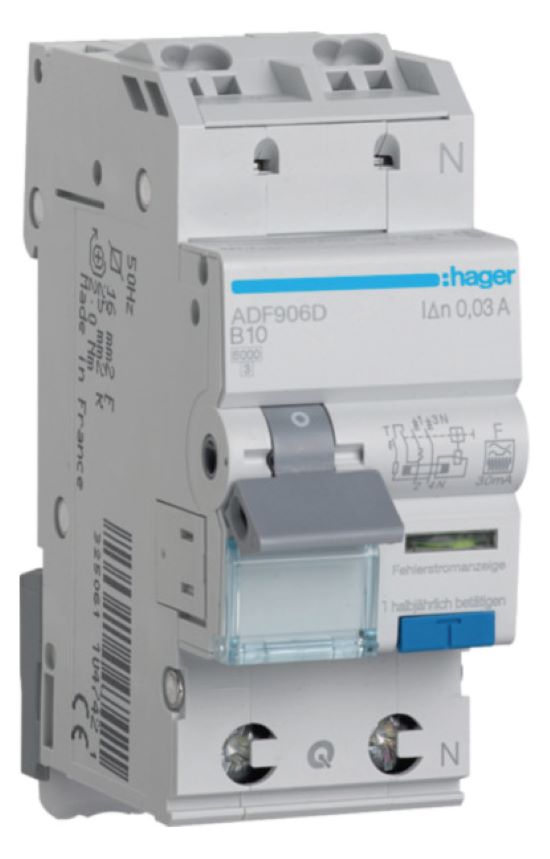 1St. Hager ADF906D Fehlerstrom-Leitungsschutzschalter, FI/L