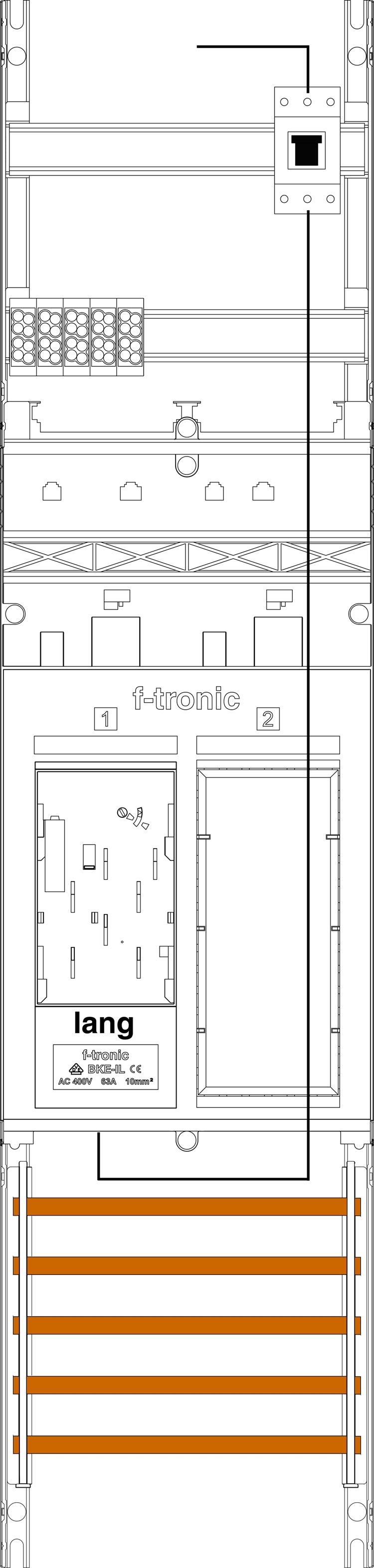 1St. F-Tronic ER6L-PV Zählerfeld ER6L-PV, 1-feldrig, H=1050mm, 1-eHZ, Kaskade, 1 HSP, 1 Res. 7141026