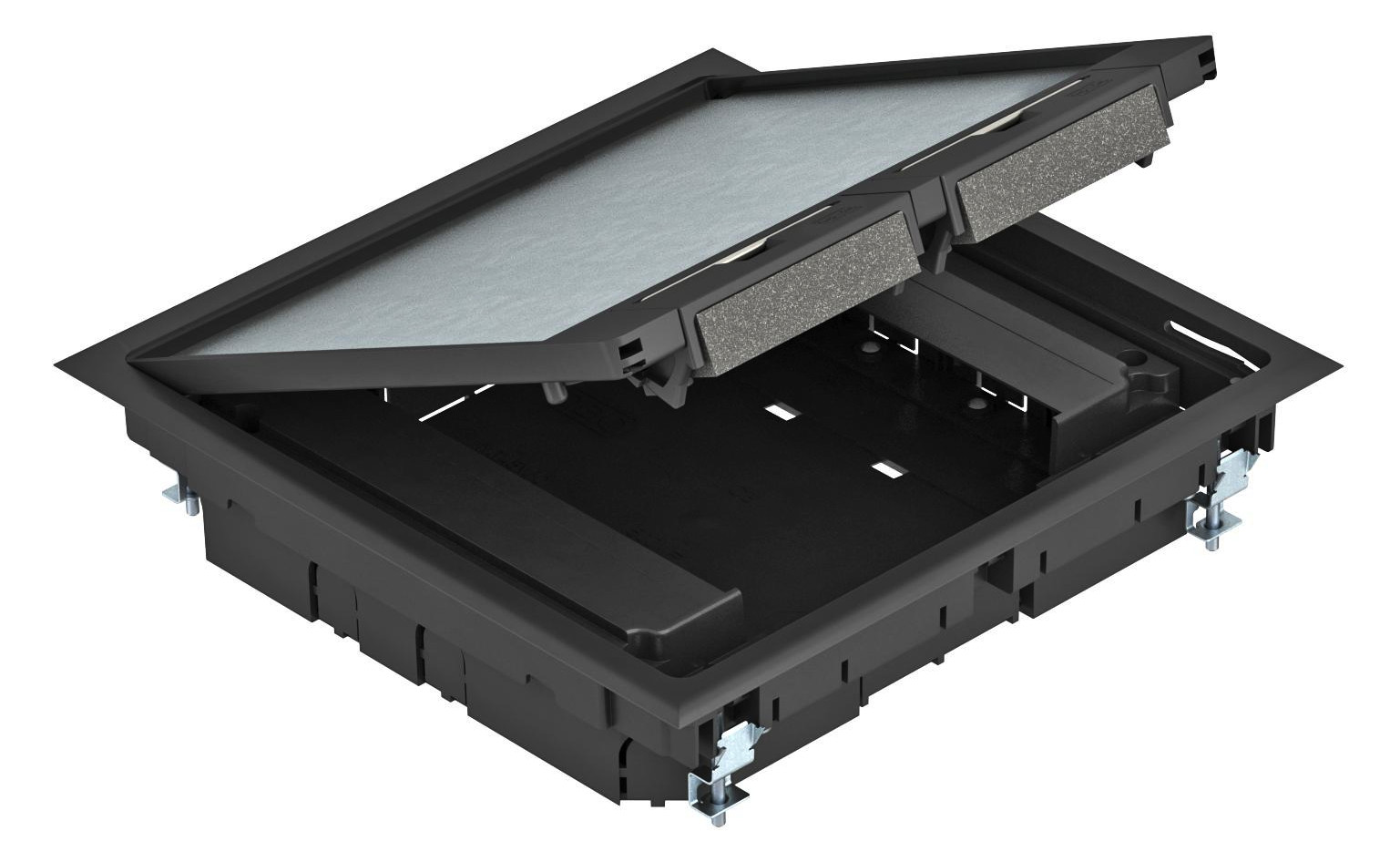 1St. OBO Bettermann GES9 55U V 9011 Geräteeinsatz für Kanalmontage 263x263x5