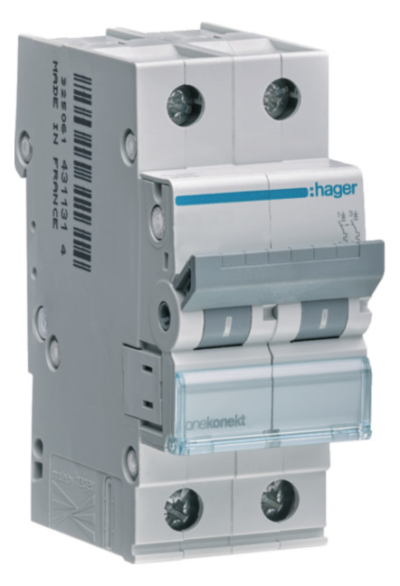 1St. Hager MCN263 LS-Schalter 2 polig 6kA C-63A 2M