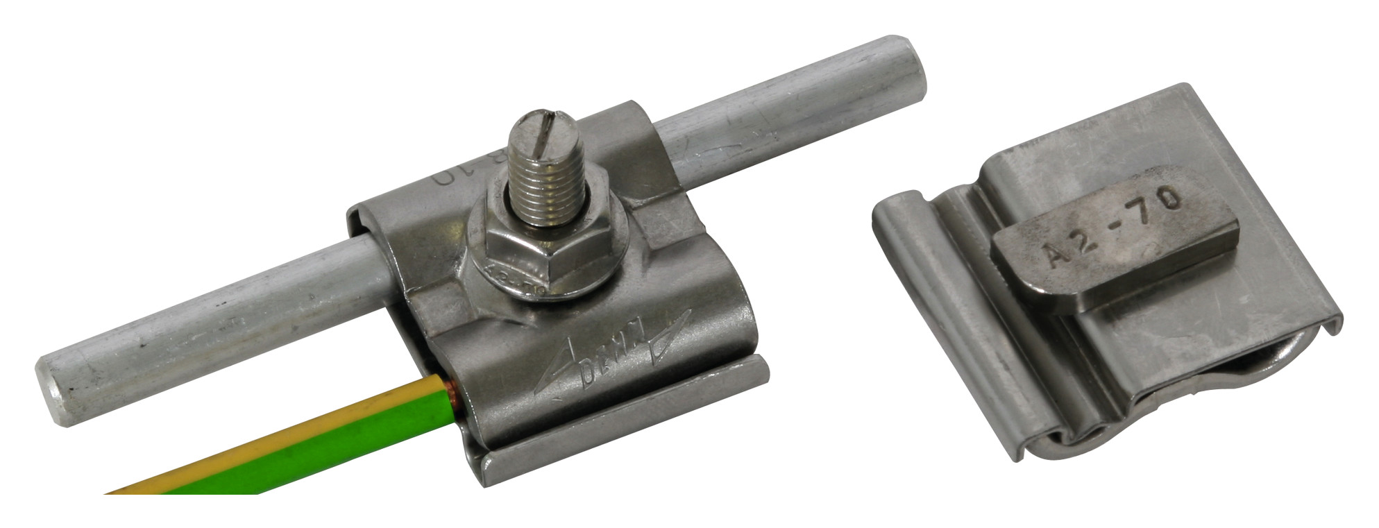 1St. Dehn 540250 UNI-Erdungsklemme NIRO f. Rd 8-10mm u. Leiter 4-50mm² m. Schraube M8 u. Mutter UEK 8.10 AQ4 50 HKSM8 V2