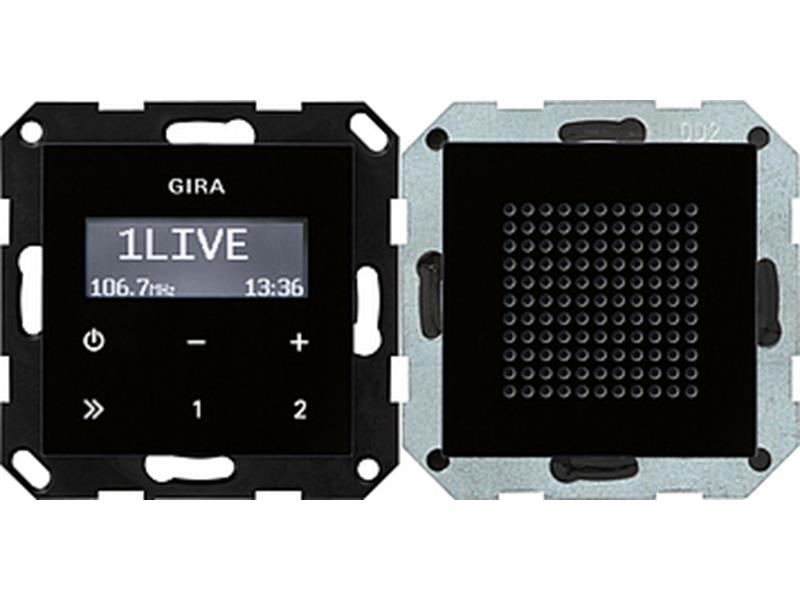 1St. Gira 228005 Unterputz Radio RDS System 55 Schwarzglasoptik 1St. Gira 228005 Unterputz Radio RDS System 55 Schwarzglasoptik