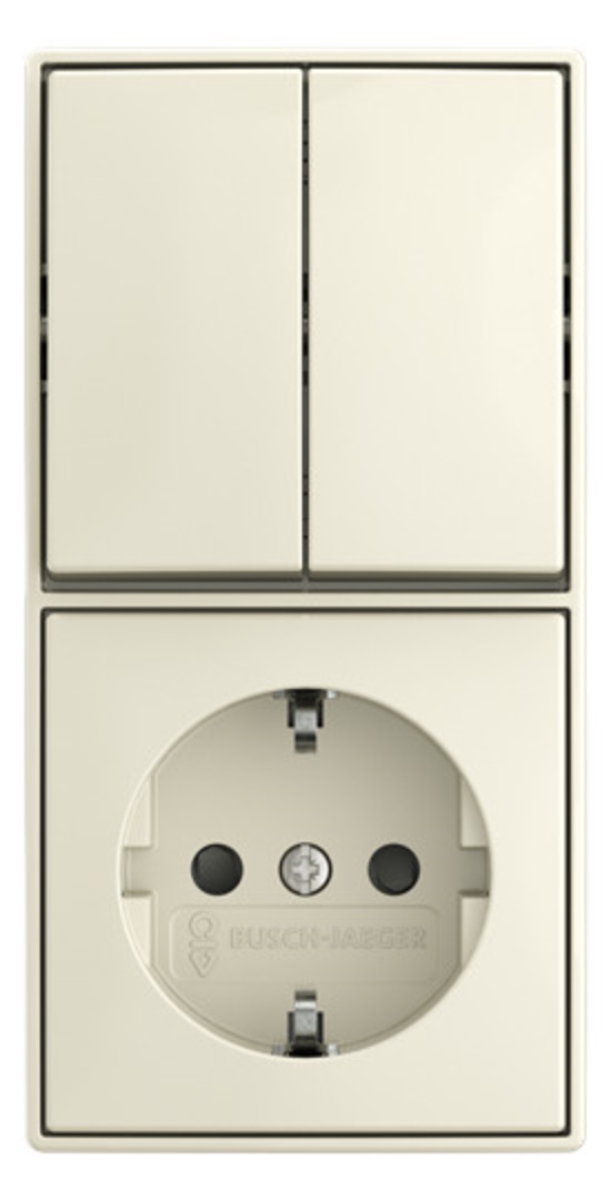 1St. Busch-Jaeger 2601/5/20 EAPBJ-522 Kombination Wippschalter Serienschaltung SCHUKO® Steckdose Safety+ Aufputz Weiss 2TKA00005539
