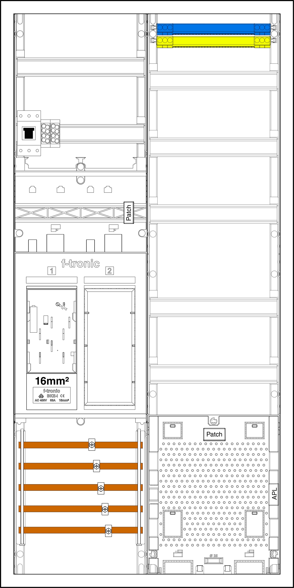 1St. F-Tronic EHZ721APZODSHP-16 EHZ721APZODSHP-16,1 ZP 16mm², 1 R,1 VAPZ inkl. APL,HSP,2 PPV, 1 PL150 7195227