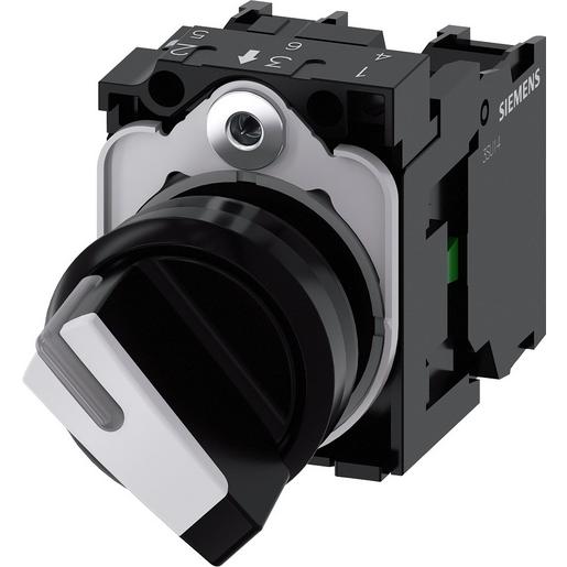 1St. Siemens 3SU1100-2BF60-1MA0 Knebelschalter, beleuchtbar, 22mm, rund, Kunststoff, schwarz, weiß, 1S+1Ö 1St. Siemens 3SU1100-2BF60-1MA0 Knebelschalter, beleuchtbar, 22mm, rund, Kunststoff, schwarz, weiß, 1S+1Ö