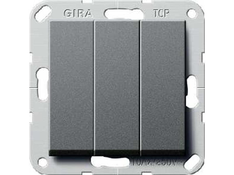 1St. Gira 284428 Taster 3fach Schließer 1polig System 55 Anthrazit