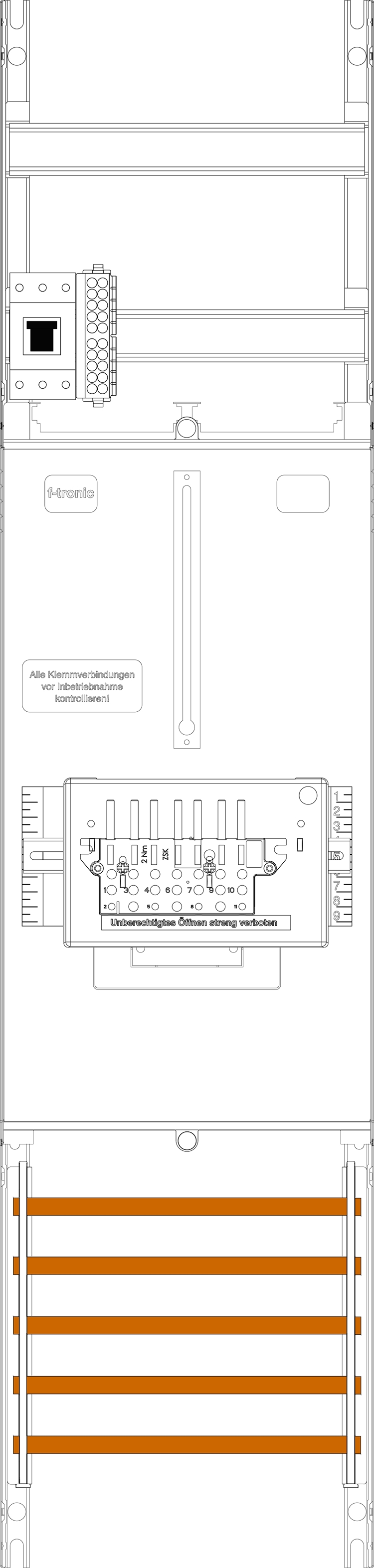 1St. F-Tronic Z1B-ZSK-HSP Zählerfeld Z1B-ZSK-HSP, 1-feldrig, H=1050mm, 1-3.HZ, 1 ZSK-Set, 1 HSP 7141500