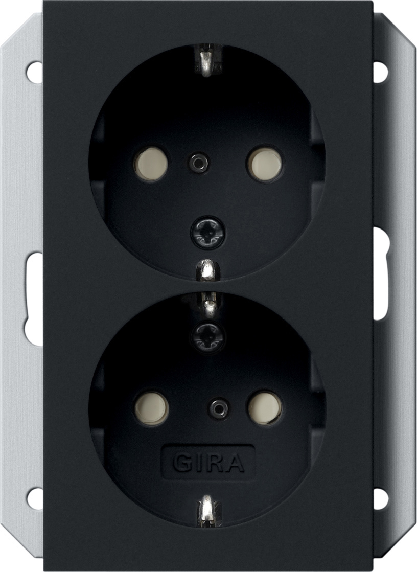 1St. Gira 2735005 SCHUKO 2f SH f. UP-Dose 1,5f System 55 Schwarz m