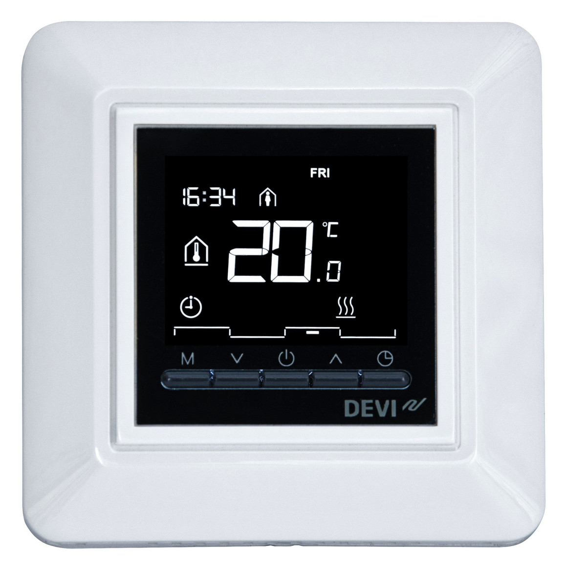 1St. DEVI devireg Opti Thermostat mit weißem Einfachrahmen
