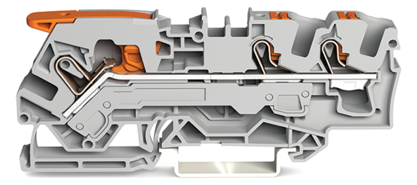 25St. Wago 3-Leiter-Durchgangsklemme 2106-5301 m.Hebel u.Drücker 6qmm grau