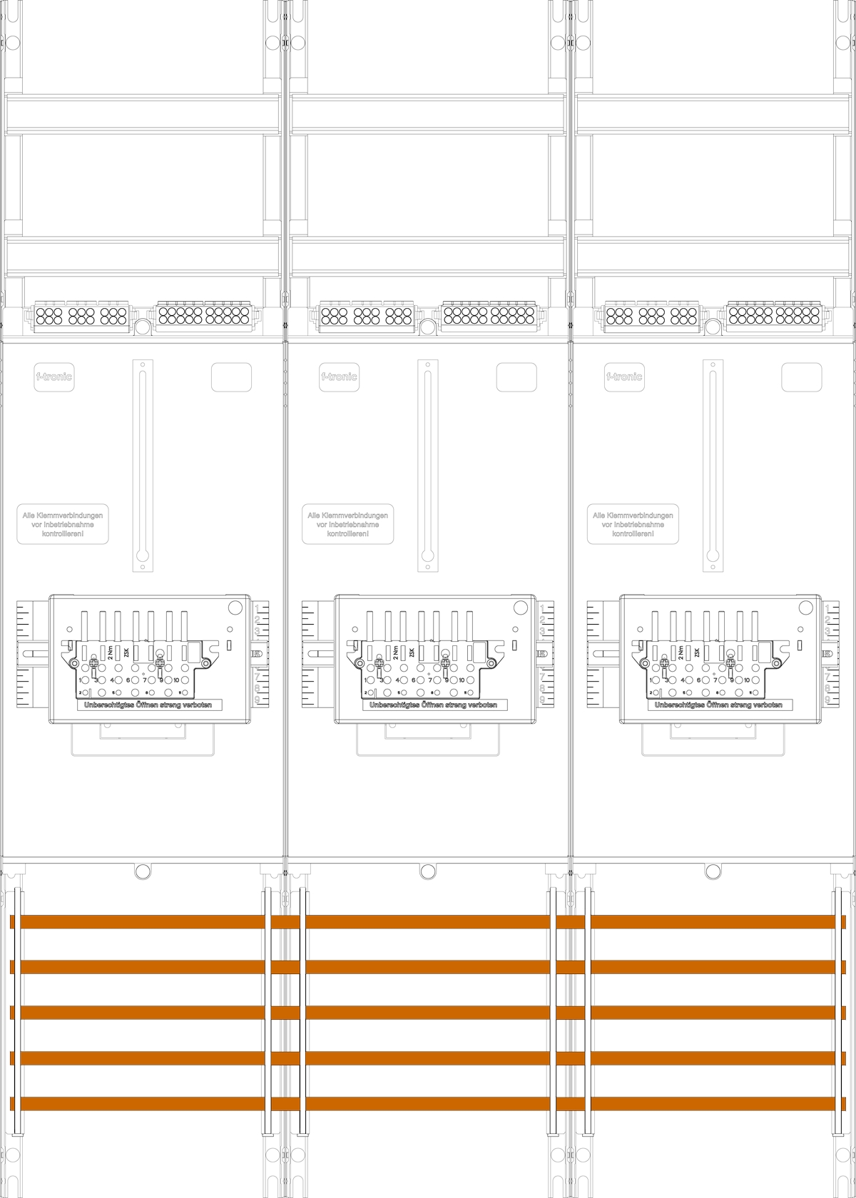 1St. F-Tronic Z31B-ZSK Zählerfeld Z31B-ZSK, 3-feldrig, H=1050mm, 3-3.HZ, 3 ZSK-Set 7141455