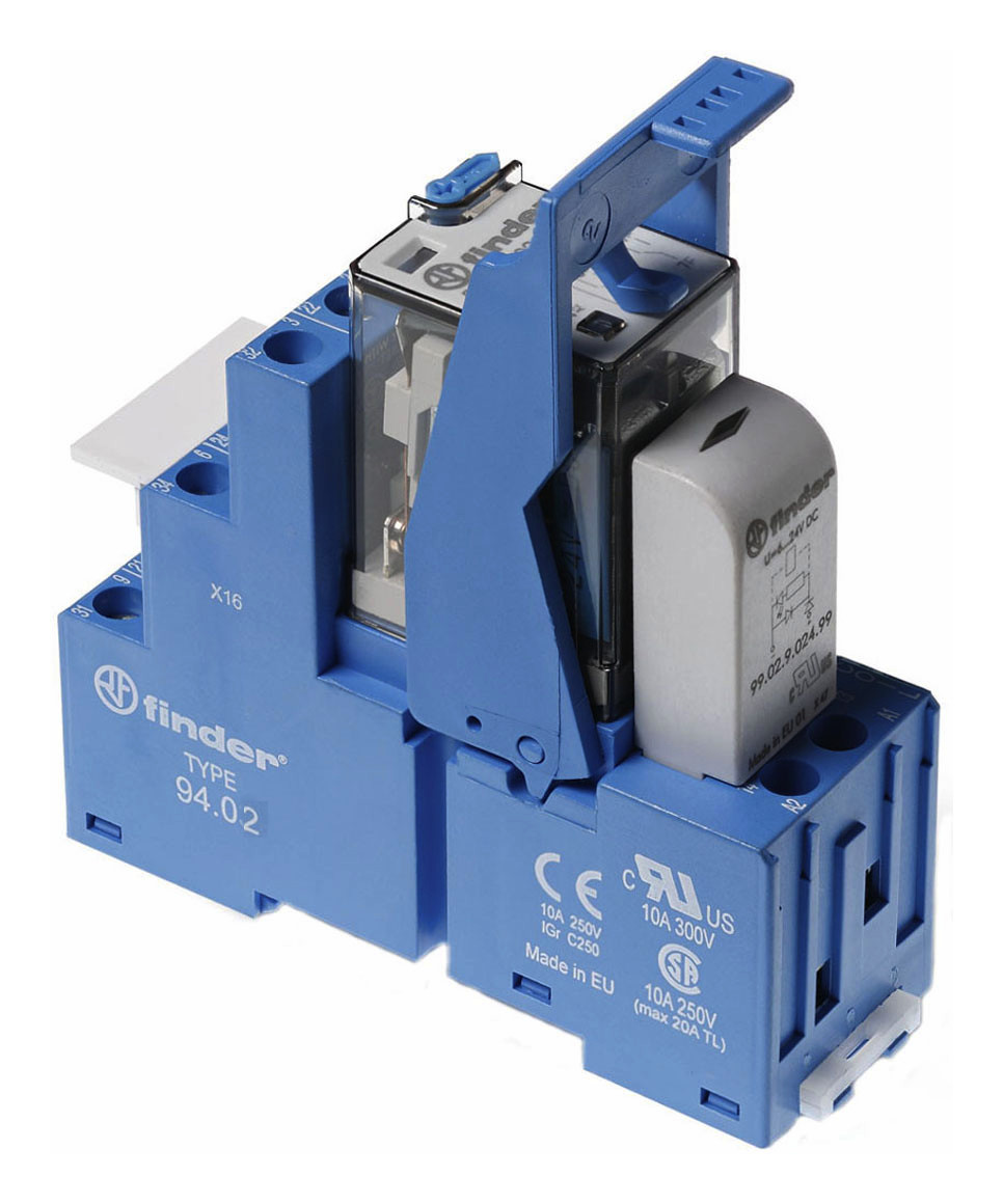 1St. Finder 583290240050 Koppelrelais mit Schraubanschlüssen, 2 Wechsler 10 A, Spule 24 V DC 58.32.9.024.0050