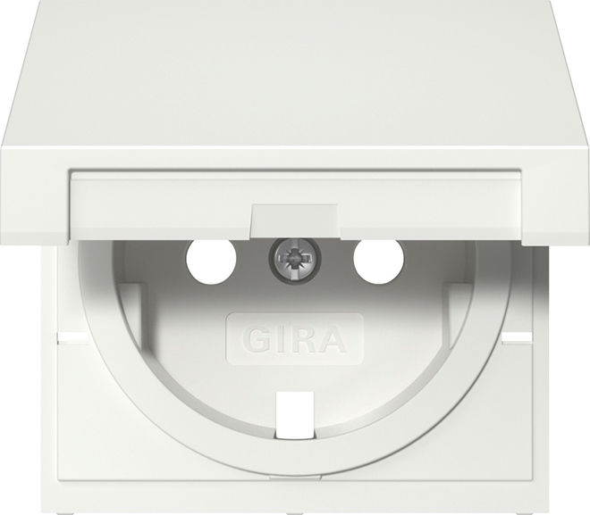 1St. Gira 492227 Abdeckung für Steckdose 16A 250V mit Klappdeckel, Reinweiß seidenmatt