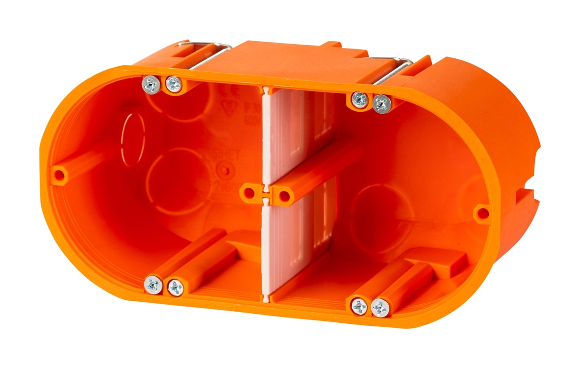 10St. F-Tronic HW20 HW Gerätedose massiv 2-fach, 2x Ø 68mm, t=60mm 7350062