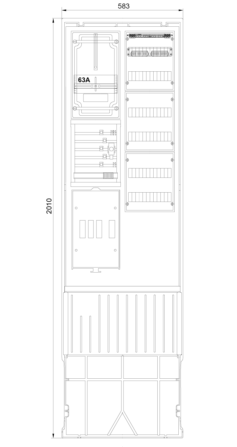 1St. F-Tronic ZSA202-2-ZK-SK-TSG-H Zähleranschlusssäule 2-feldrig, H=2010mm, 3.HZ, Haube geschl., ZSA202-2-ZK-SK-TSG-HAK-HG 7160150
