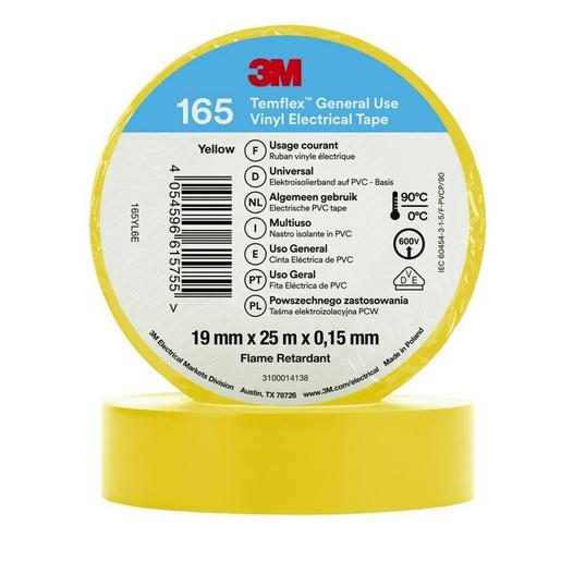 10St. 3M Temflex 19mmxGelb 165YL6E Vinyl-Isolierband 0,15mm 7100184819