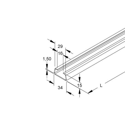 100St. Niedax 2975/0.110 FL Ankerschiene, C-Profil, Schlitzweite 16