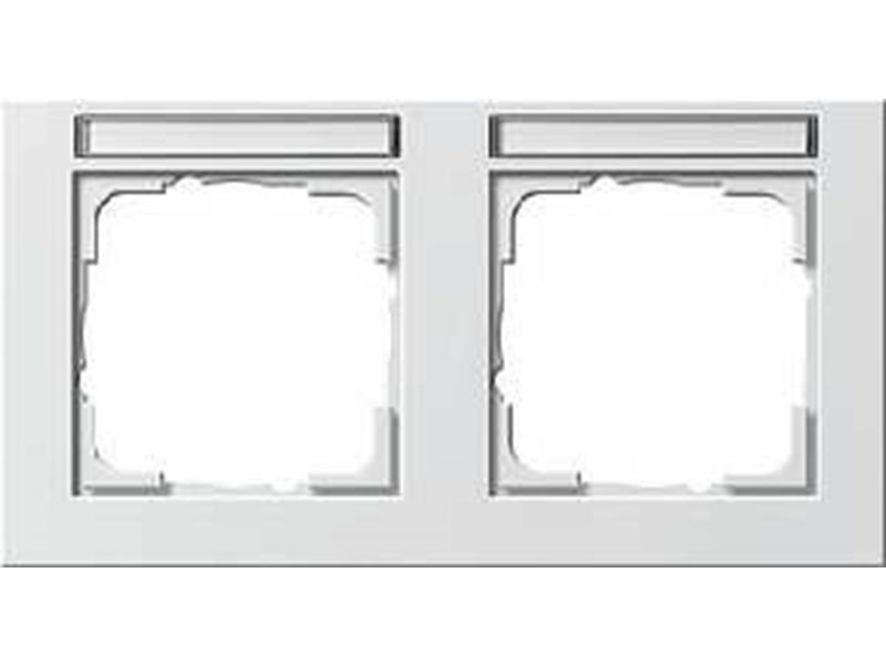 1St. Gira 109222 Abdeckrahmen 2fach waager. mit Beschriftungsfeld E2 Reinweiß matt