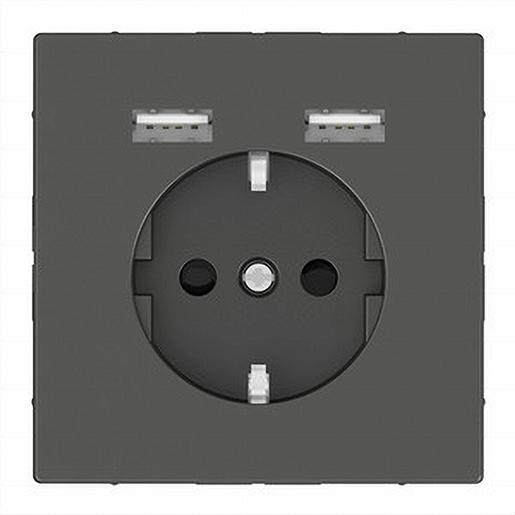 1St. Merten MEG2366-6034 Schuko Steckdose mit USB Ladegerät, Anthrazit, System Design