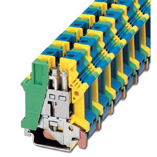 1St. Phoenix Contact UK 16 N-PE/N Installationsschutzleiterklemme PE/N-Block bestehend aus einer grün-gelben Schutzleiterklemme und einer blauen Reihenklemme mit Schraubbrücke 690 V 10