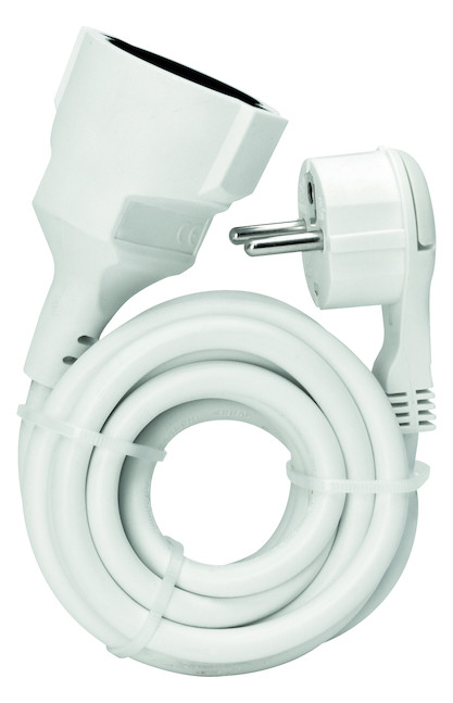 1St. Protec.class PSKFL2W Verlaengerung Flachstecker H05VV-F 2m w