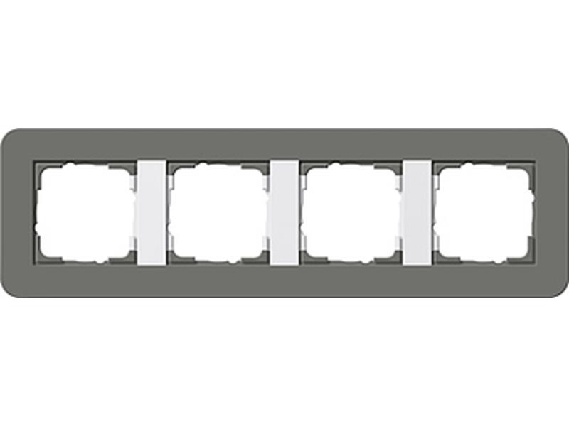 1St. Gira 0214413 Rahmen 4fach E3 Dunkelgrau/Reinweiß 1St. Gira 0214413 Rahmen 4fach E3 Dunkelgrau/Reinweiß