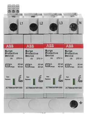 1St. ABB OVR T2 4L 40-275 P TS QS SPD Typ 2 für 230/400 V TN-S 4P, Imax 40kA, In 20kA, Up 1, 25kV, TS Telesignal 2CTB803873R5200