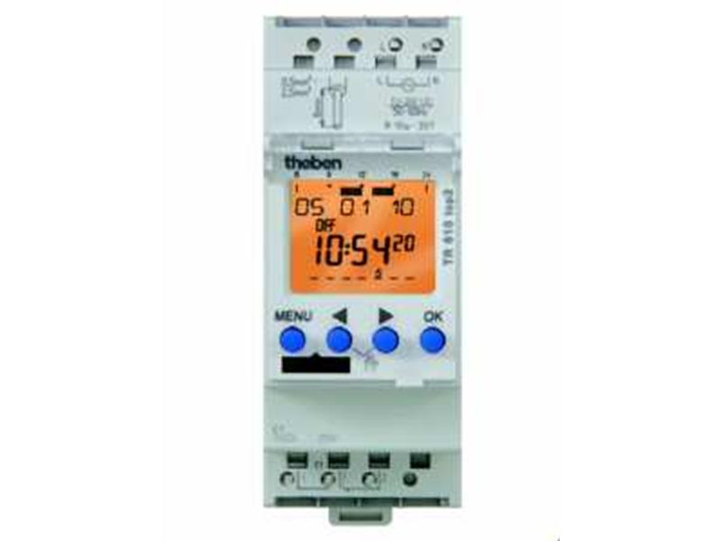1St. Theben 6104100 Reiheneinbau-Digital-Zeitschaltuhr 1 Kanal, 7 Tage, Textzeile, Steckkl., 2 TE TR 610 top2 24V...