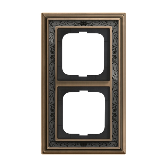 1St. Busch-Jaeger 1722-843 2-fach Rahmen Busch-dynasty Messing antik Dekor anthrazit